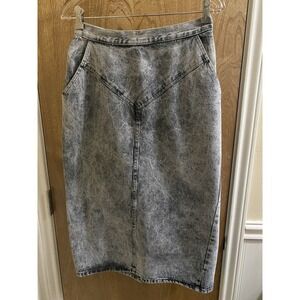 Vintage 80's Kayo of California Denim Gray Acid Wash Pencil Skirt Slit Sz 13/14